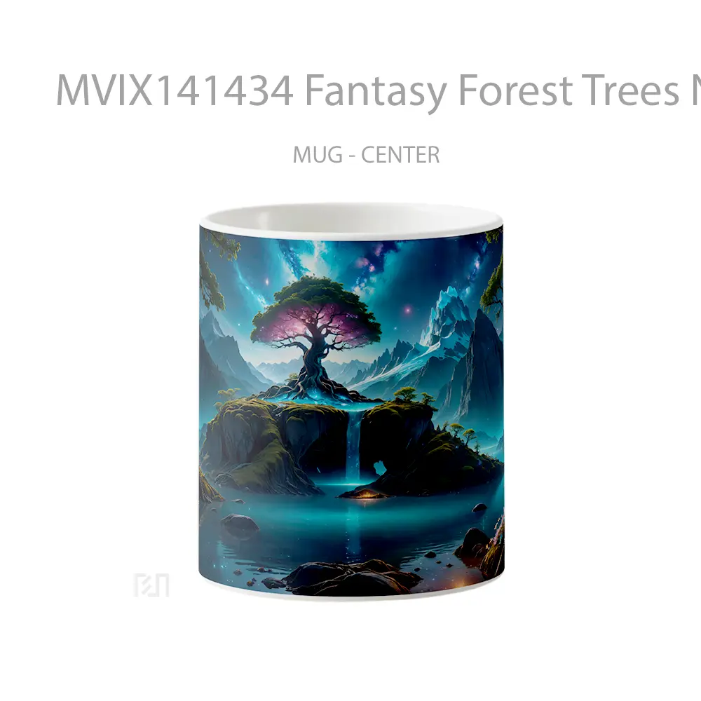 Mug Fantasy Forest Trees Nature Scenery Digital Ar Gelas Pemandangan Alam