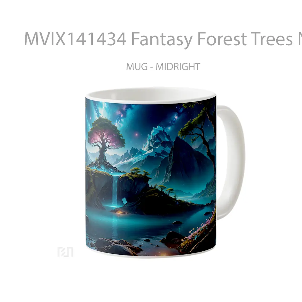 Mug Fantasy Forest Trees Nature Scenery Digital Ar Gelas Pemandangan Alam - All-side / Desain