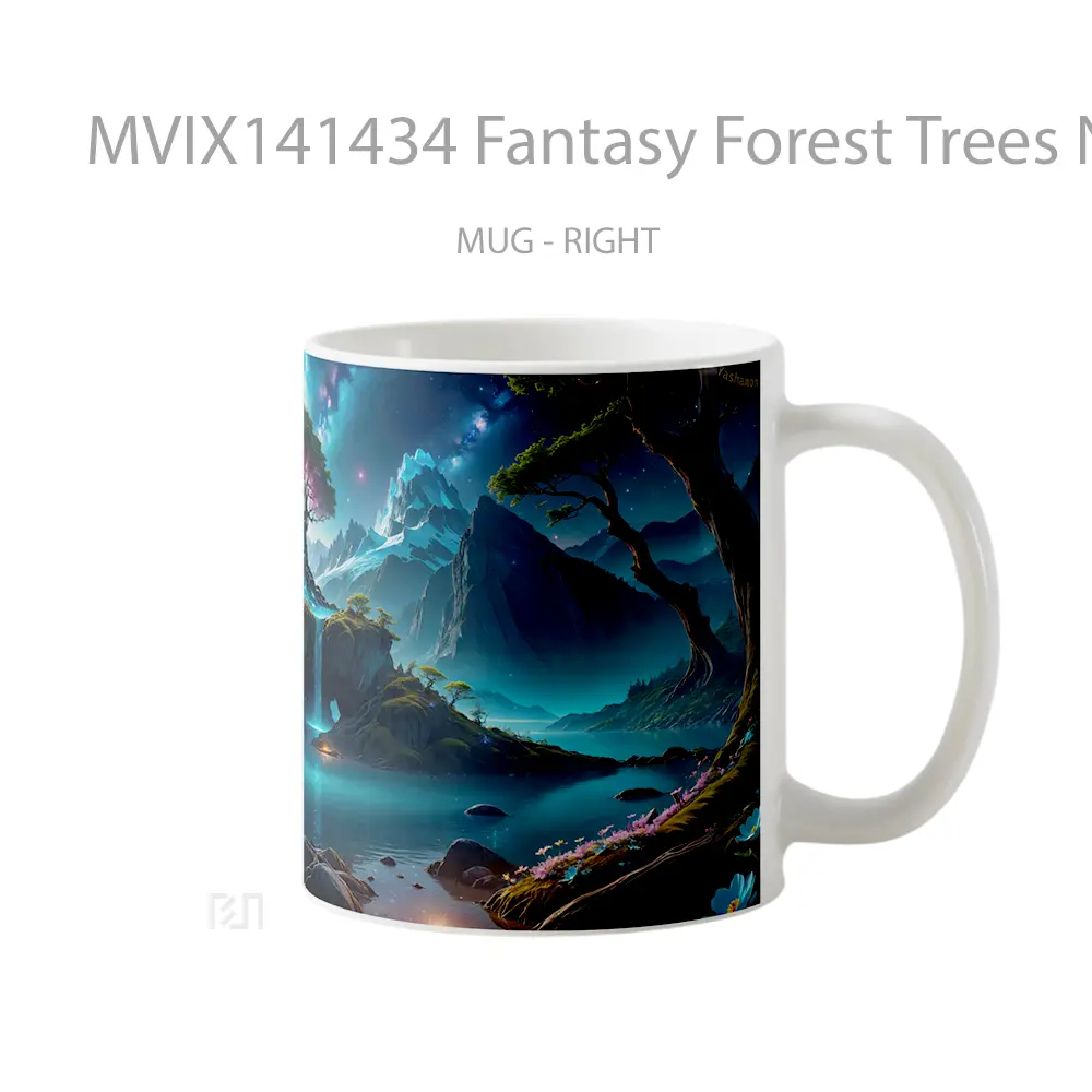 Mug Fantasy Forest Trees Nature Scenery Digital Ar Gelas Pemandangan Alam - All-side / Desain