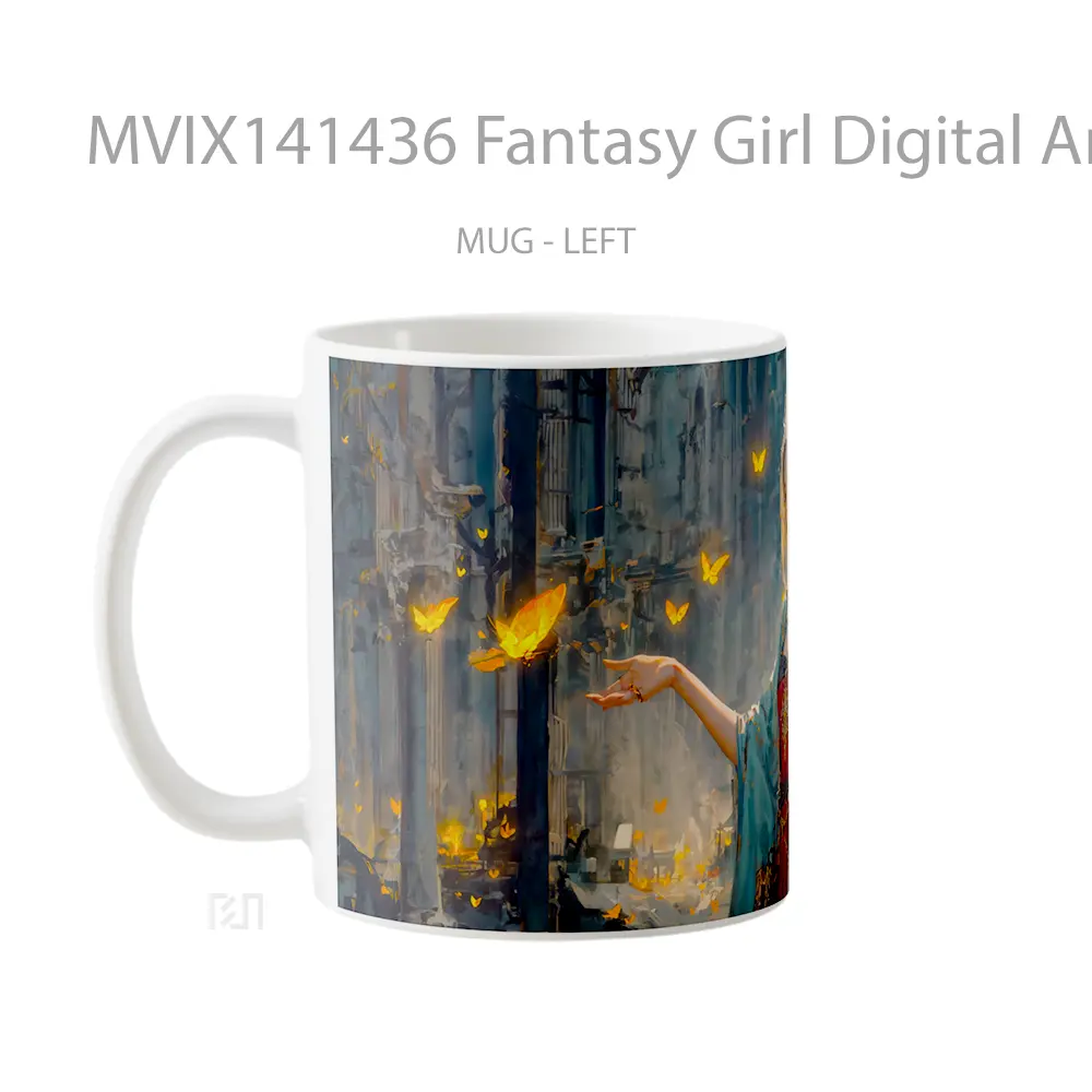 Mug Fantasy Girl Digital Art Gelas Keramik Unik - All-side / Desain