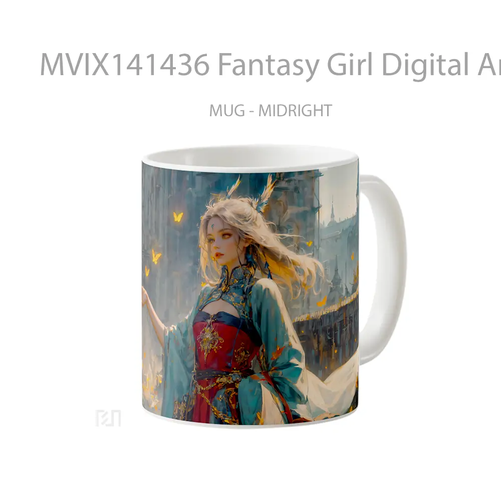 Mug Fantasy Girl Digital Art Gelas Keramik Unik - All-side / Desain
