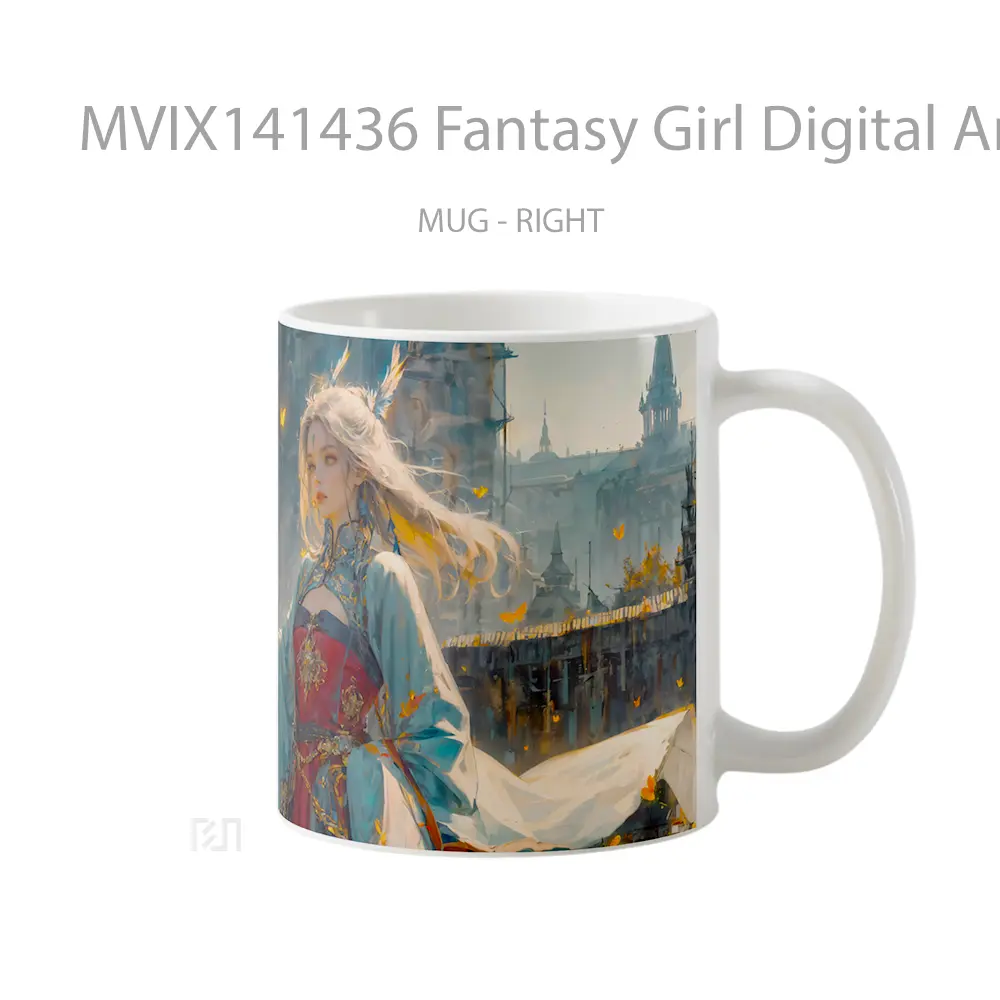 Mug Fantasy Girl Digital Art Gelas Keramik Unik - All-side / Desain