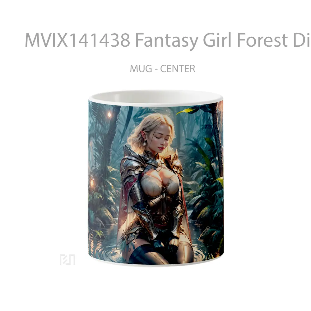 Mug Fantasy Girl Forest Digital Art Gelas Pemandangan Alam