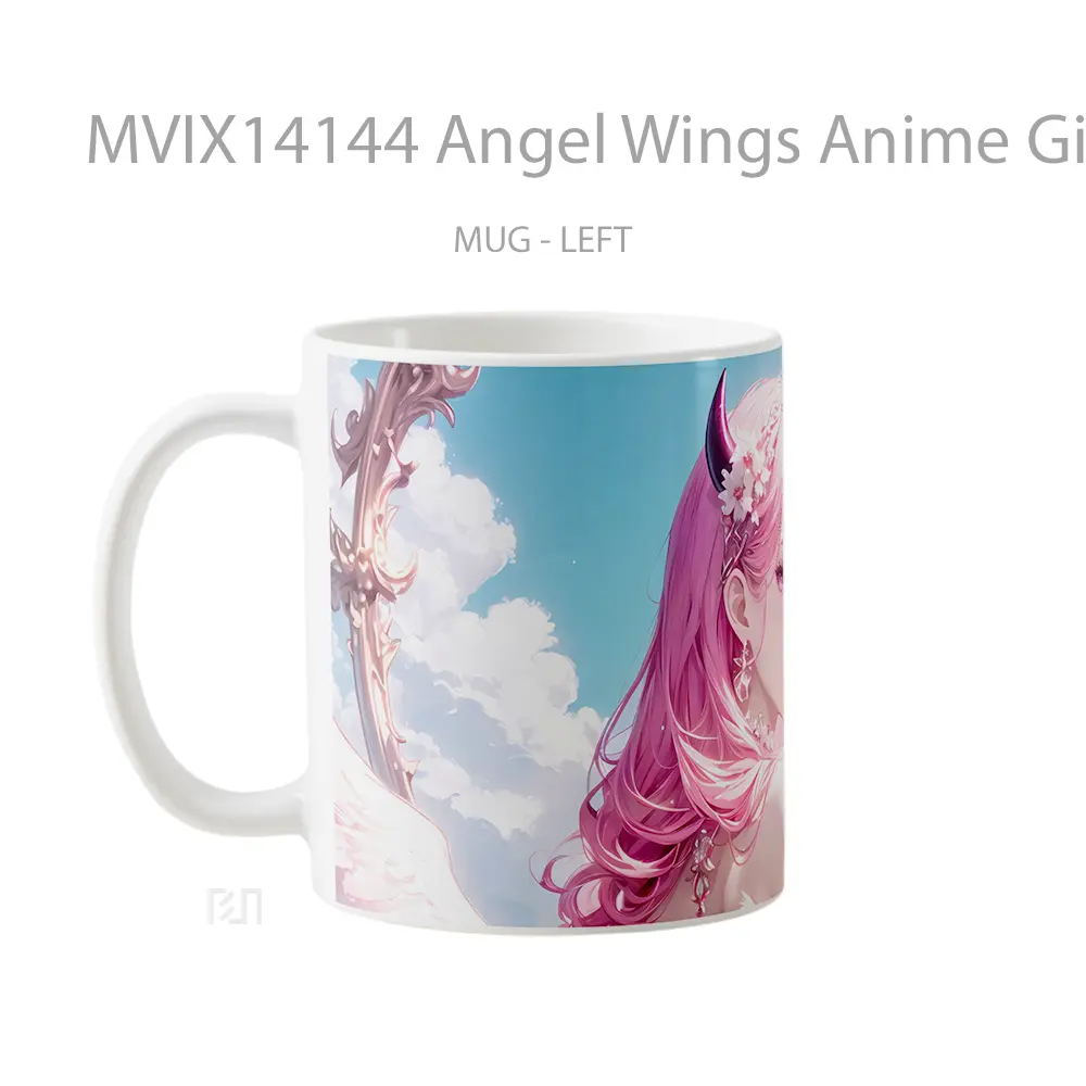 Mug Angel Wings Anime Girl Pink Hair Cangkir Anime - All-side / Desain