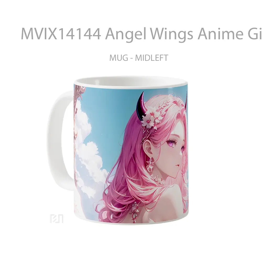 Mug Angel Wings Anime Girl Pink Hair Cangkir Anime - All-side / Desain