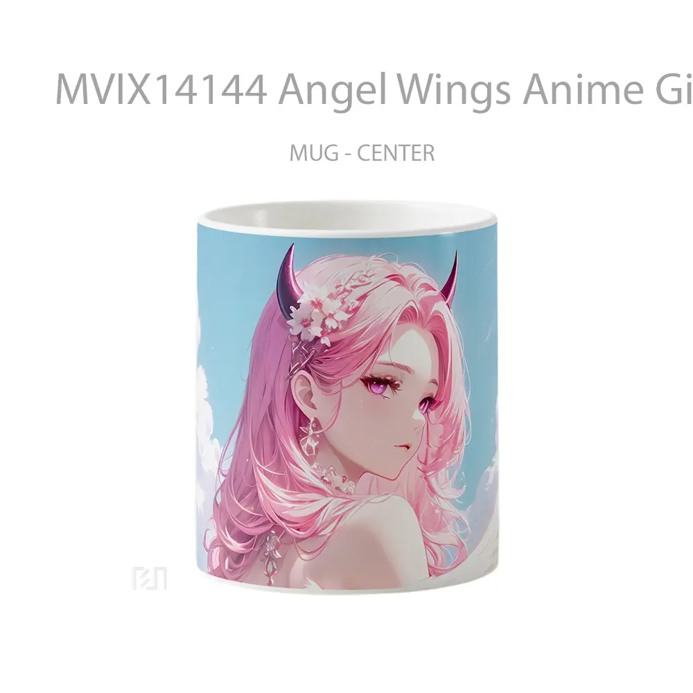 Mug Angel Wings Anime Girl Pink Hair Cangkir Anime