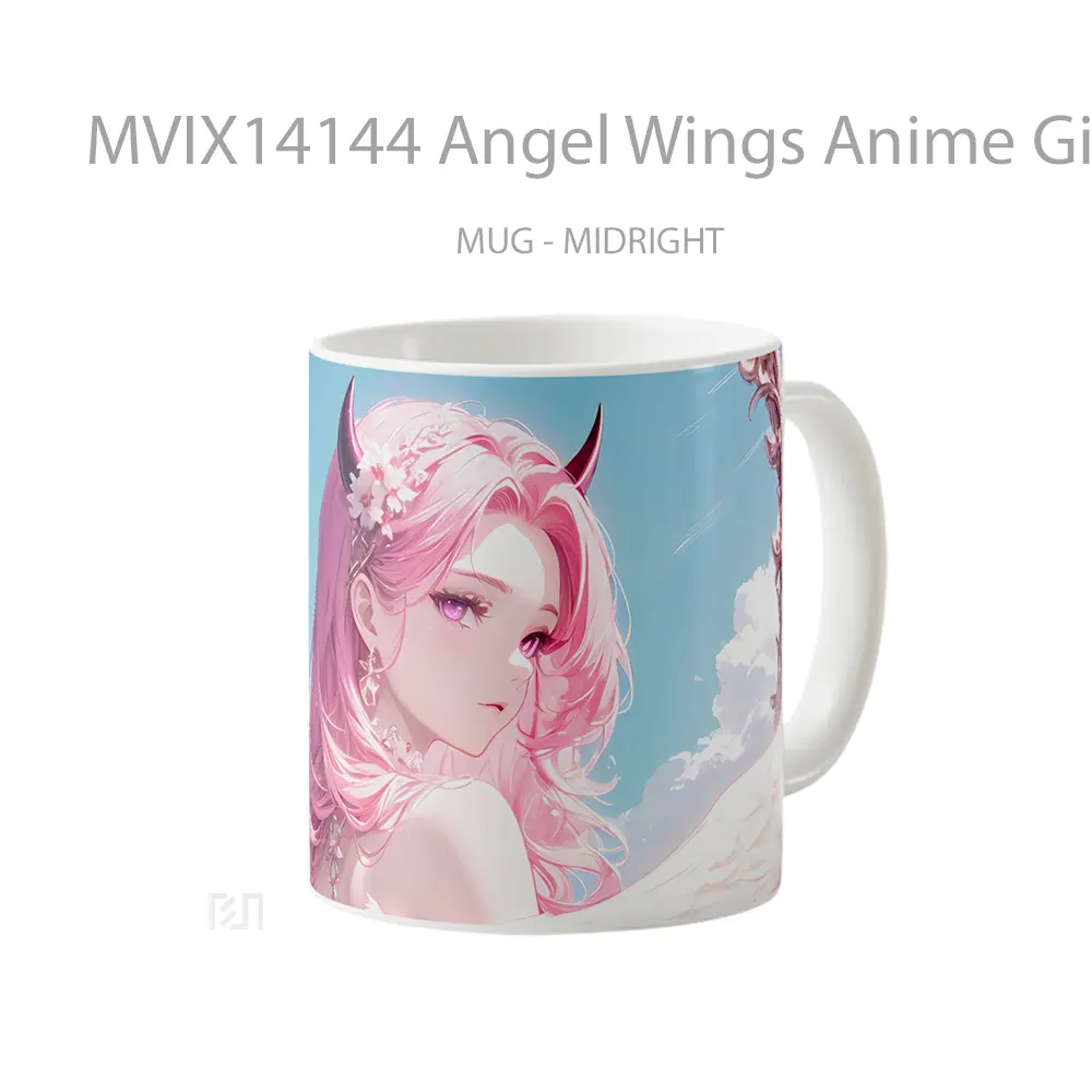 Mug Angel Wings Anime Girl Pink Hair Cangkir Anime - All-side / Desain