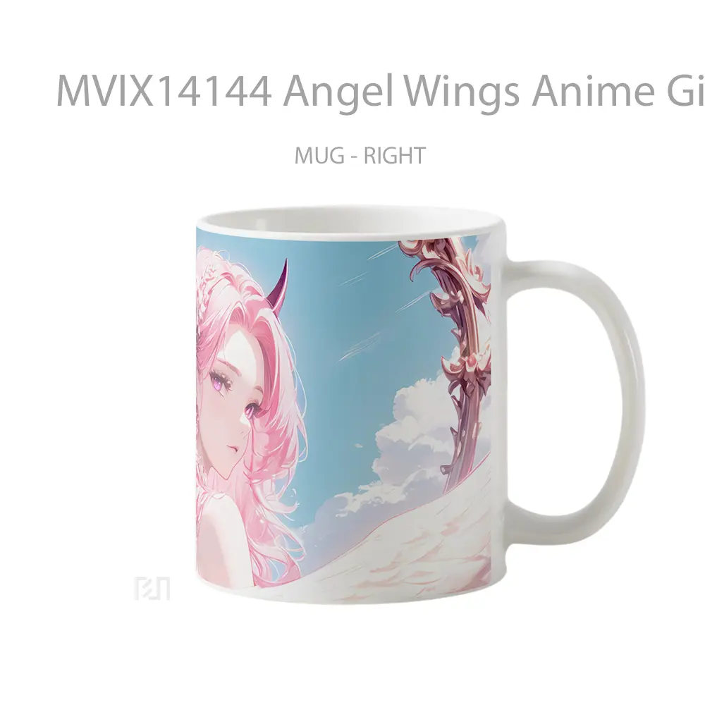 Mug Angel Wings Anime Girl Pink Hair Cangkir Anime - All-side / Desain