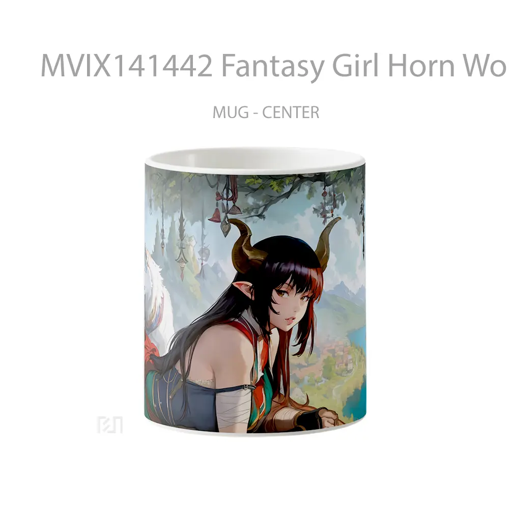 Mug Fantasy Girl Horn Wol Gelas Keramik Unik