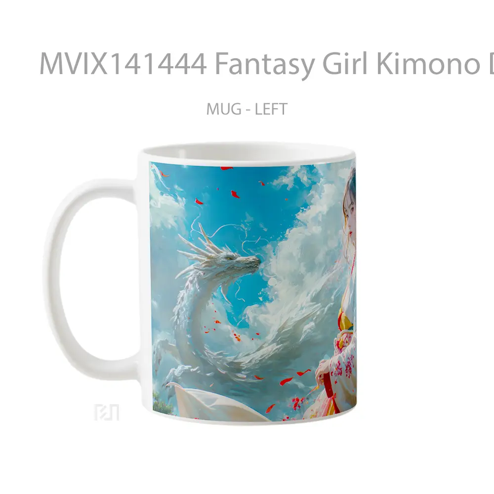 Mug Fantasy Girl Kimono Dragon Gelas Keramik Unik - All-side / Desain