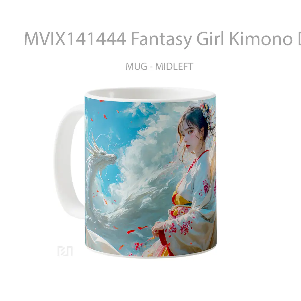 Mug Fantasy Girl Kimono Dragon Gelas Keramik Unik - All-side / Desain