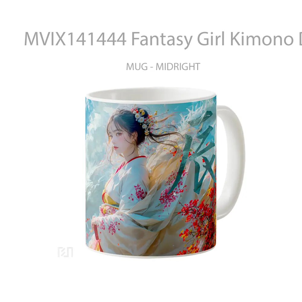 Mug Fantasy Girl Kimono Dragon Gelas Keramik Unik - All-side / Desain