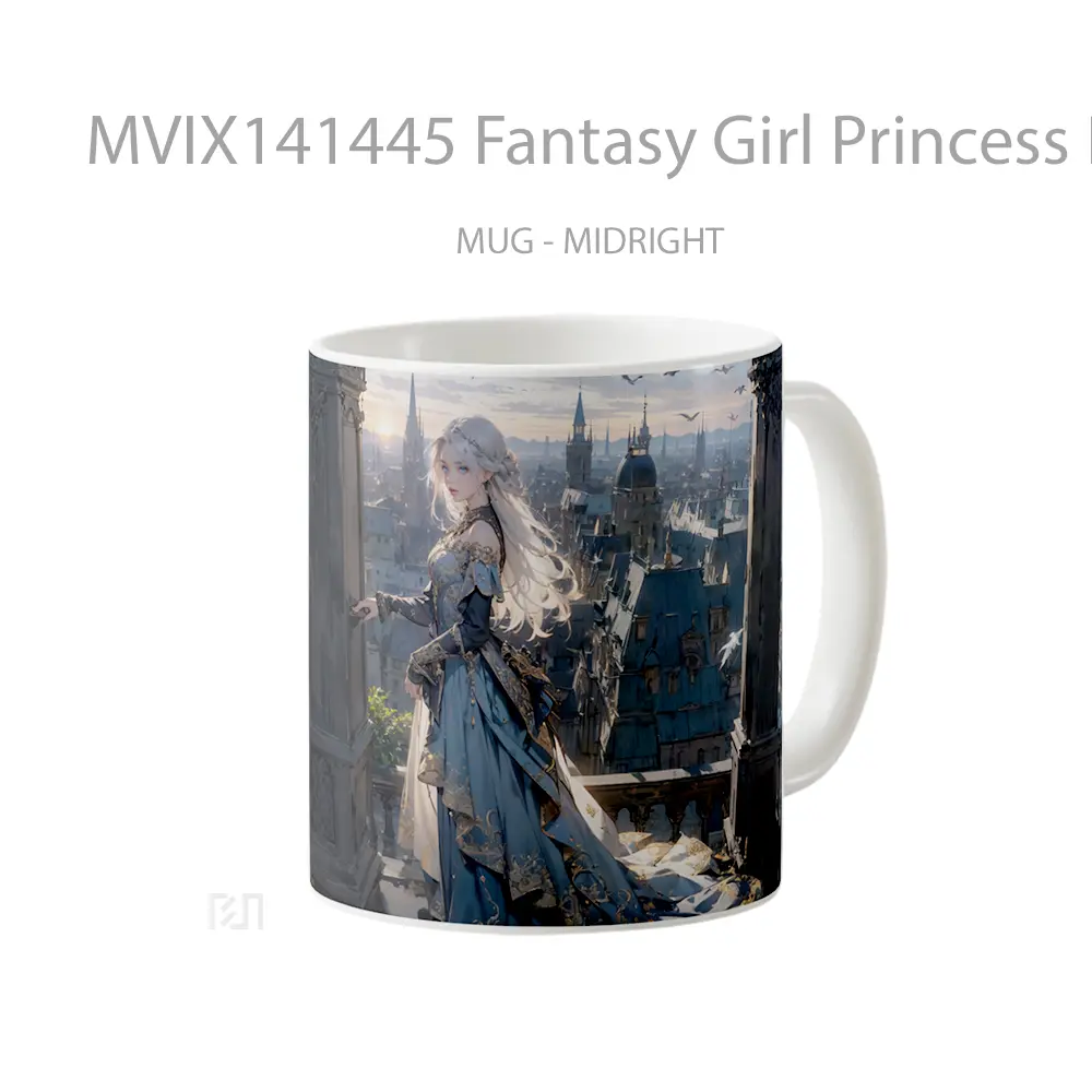 Mug Fantasy Girl Princess Digital Art Gelas Keramik Unik - All-side / Desain