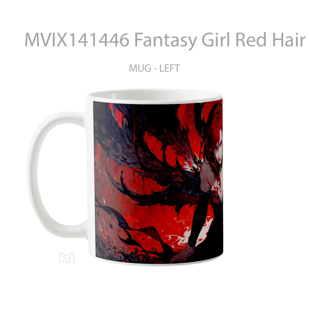 Mug Fantasy Girl Red Hair Gelas Keramik Unik - All-side / Desain
