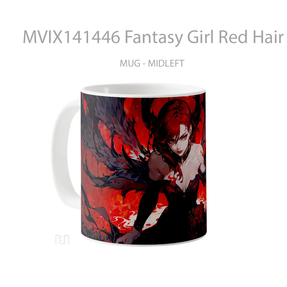 Mug Fantasy Girl Red Hair Gelas Keramik Unik - All-side / Desain