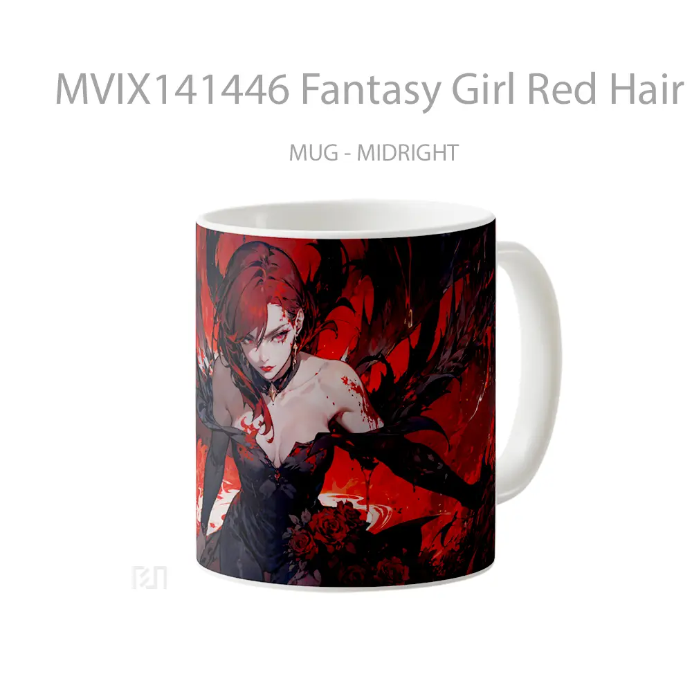 Mug Fantasy Girl Red Hair Gelas Keramik Unik - All-side / Desain