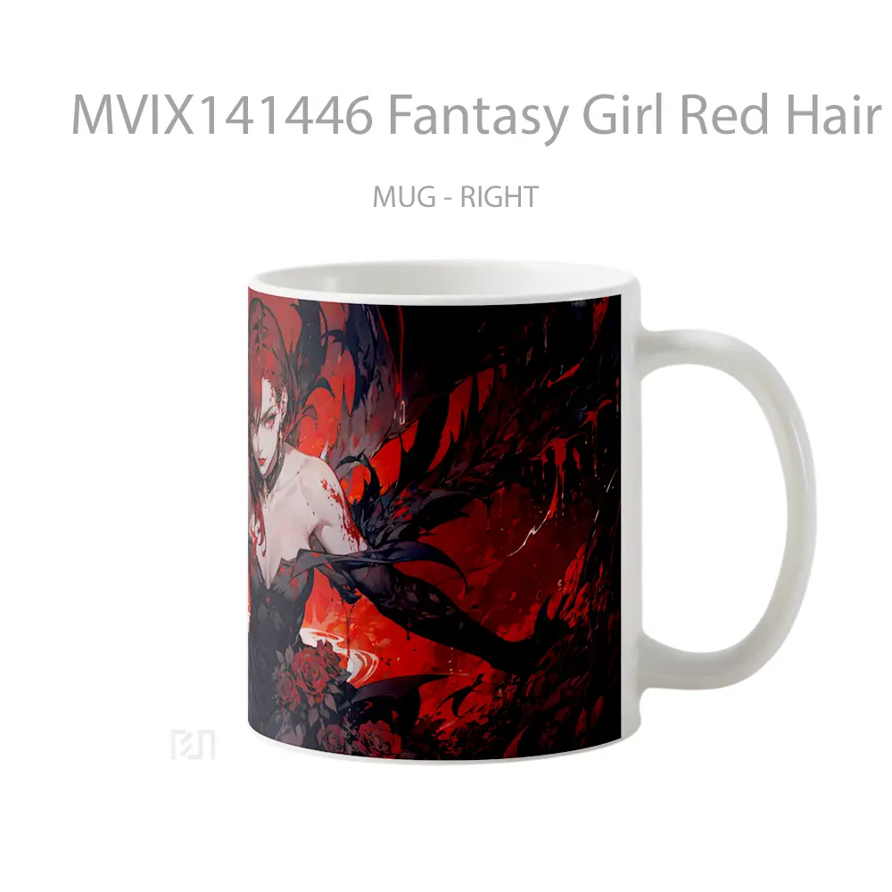 Mug Fantasy Girl Red Hair Gelas Keramik Unik - All-side / Desain