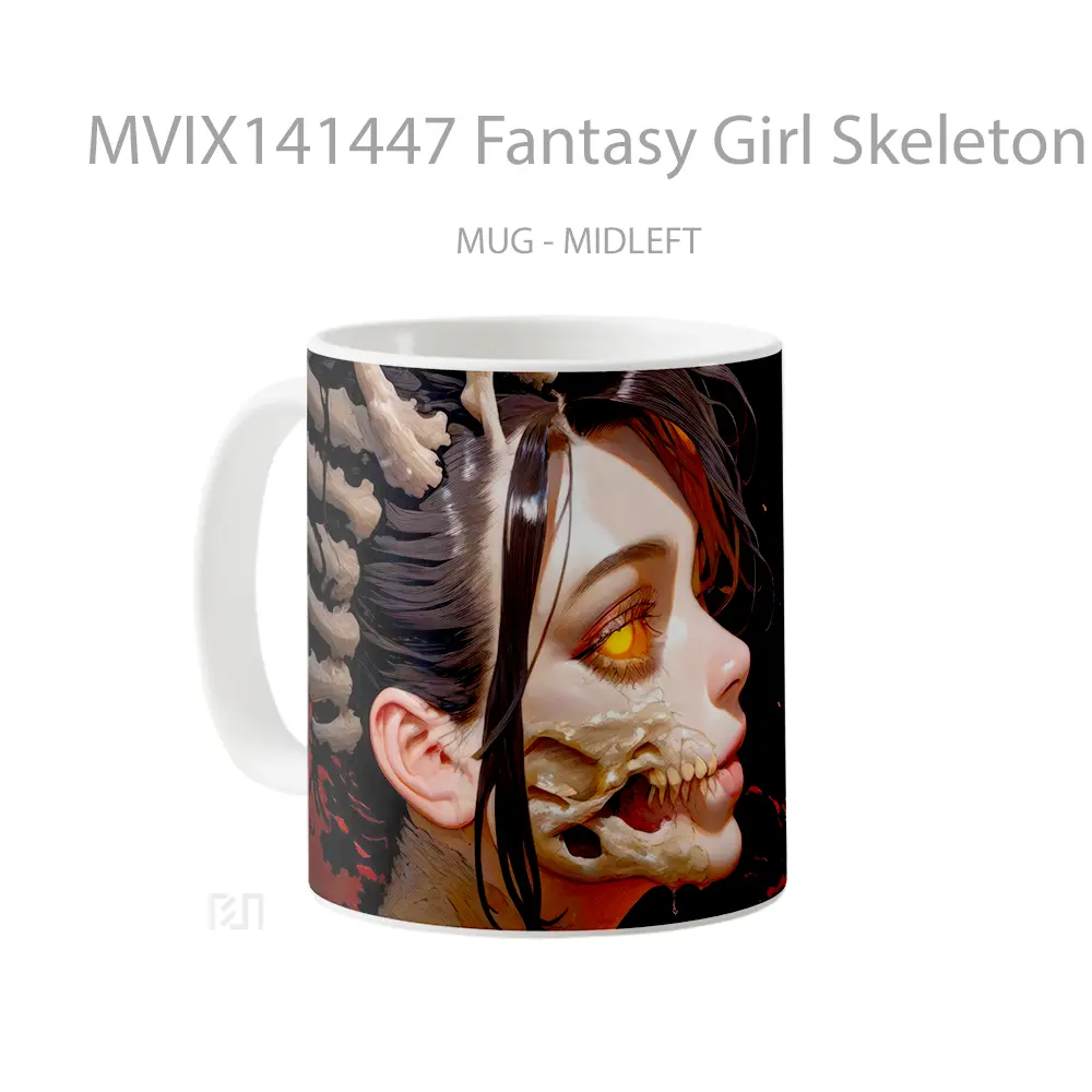 Mug Fantasy Girl Skeleton Gelas Keramik Unik - All-side / Desain