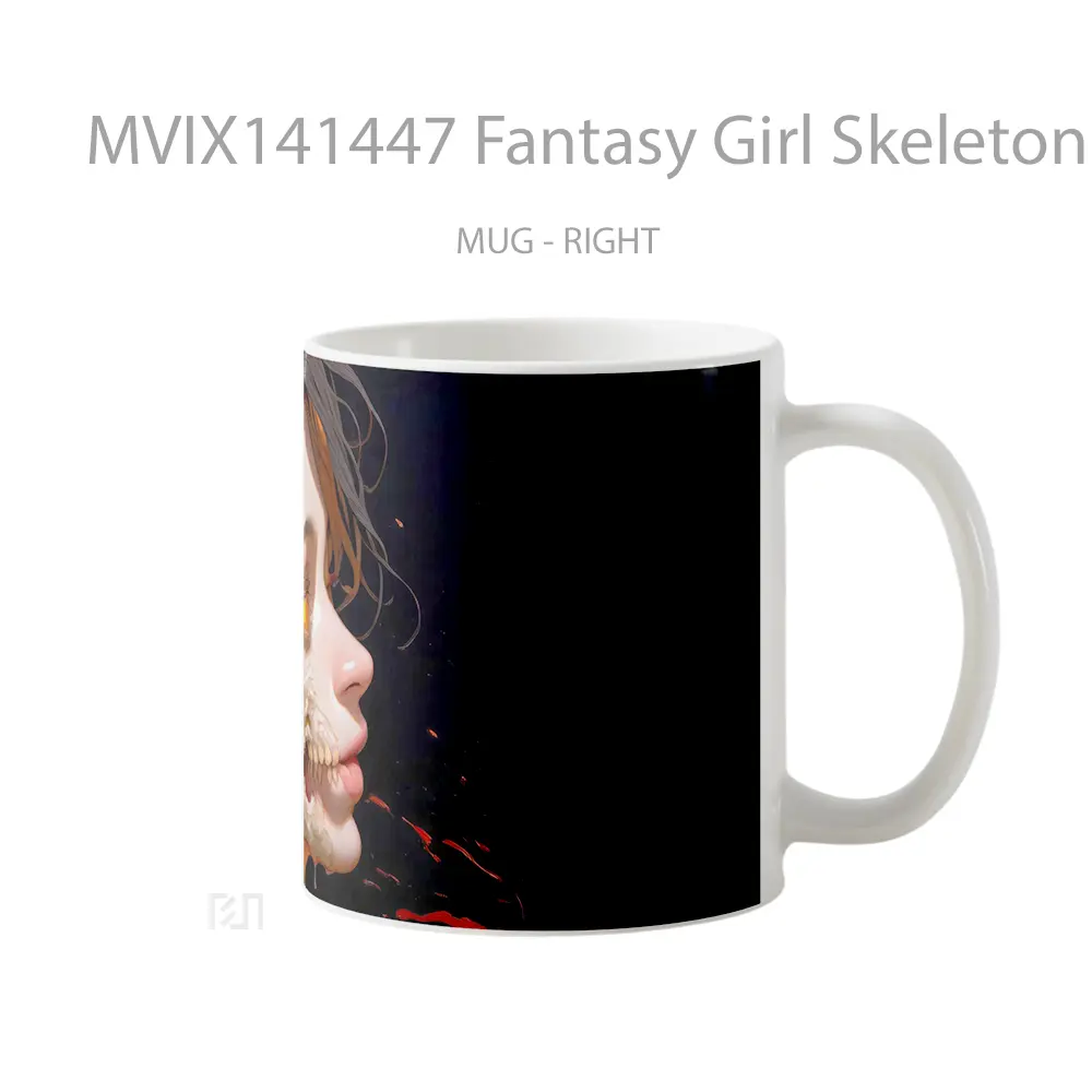 Mug Fantasy Girl Skeleton Gelas Keramik Unik - All-side / Desain