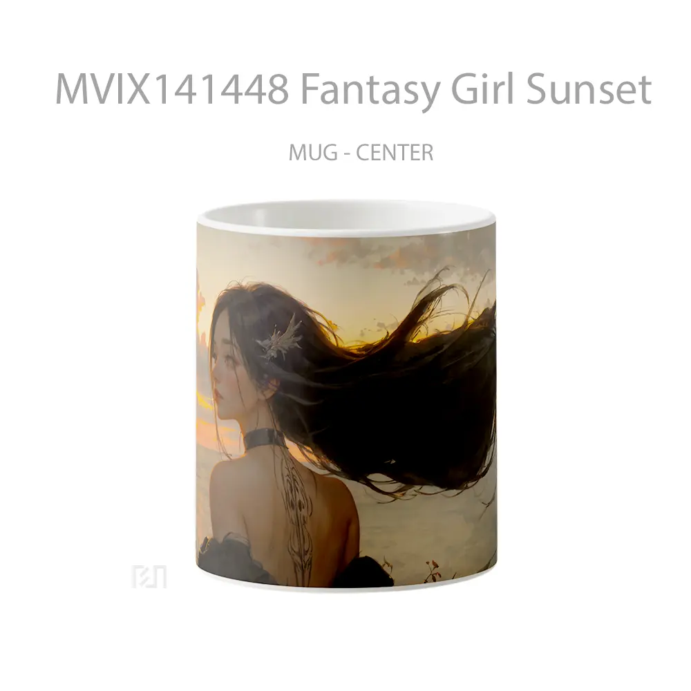 Mug Fantasy Girl Sunset Gelas Pemandangan Alam