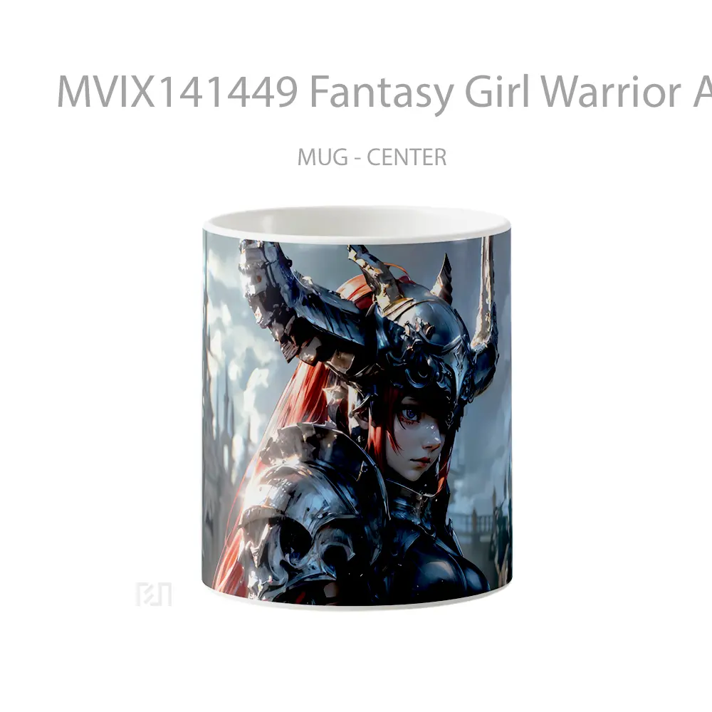 Mug Fantasy Girl Warrior Armor Gelas Keramik Unik