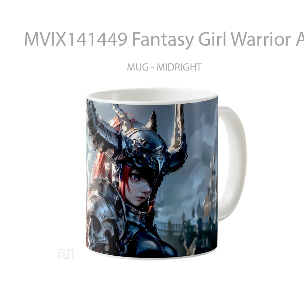Mug Fantasy Girl Warrior Armor Gelas Keramik Unik - All-side / Desain