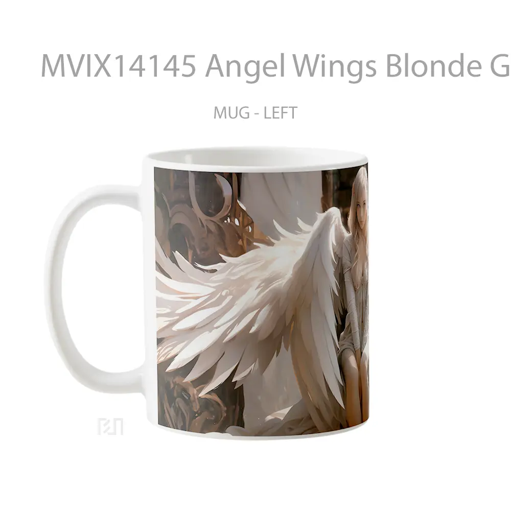 Mug Angel Wings Blonde Girl Fantasy Gelas Keramik Unik - All-side / Desain