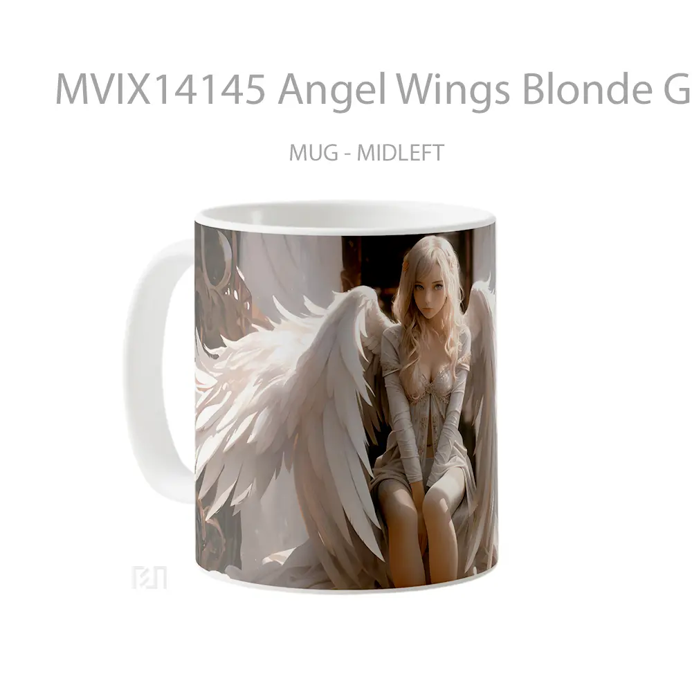 Mug Angel Wings Blonde Girl Fantasy Gelas Keramik Unik - All-side / Desain