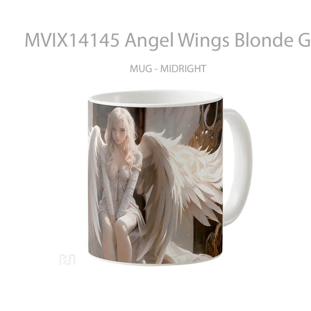 Mug Angel Wings Blonde Girl Fantasy Gelas Keramik Unik - All-side / Desain