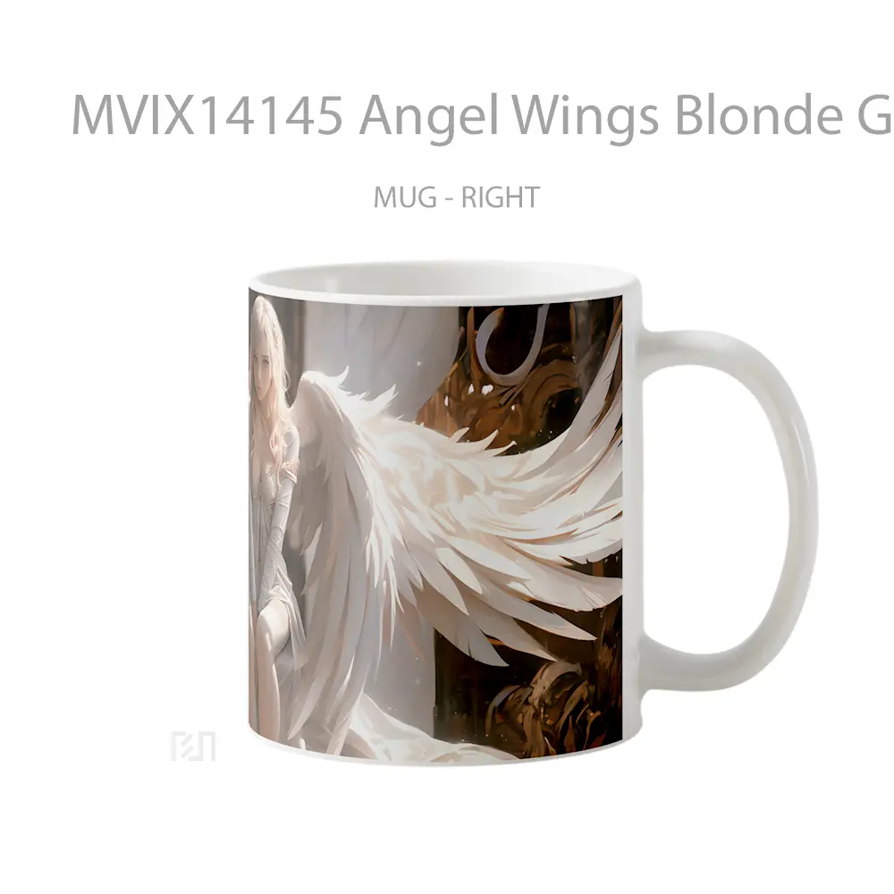 Mug Angel Wings Blonde Girl Fantasy Gelas Keramik Unik - All-side / Desain