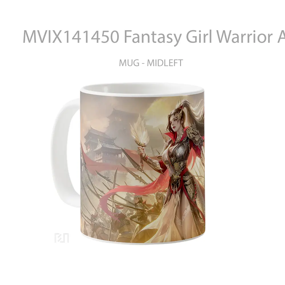 Mug Fantasy Girl Warrior Army Gelas Keramik Unik - All-side / Desain