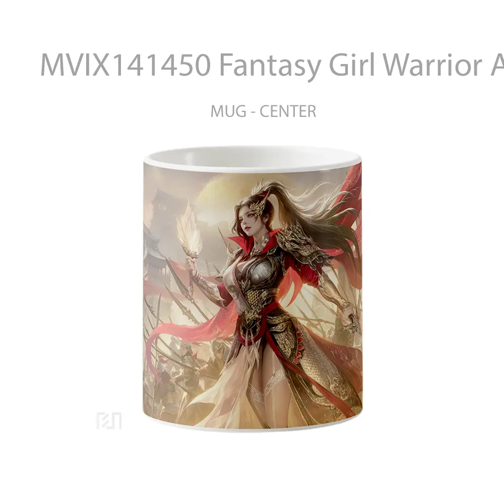 Mug Fantasy Girl Warrior Army Gelas Keramik Unik