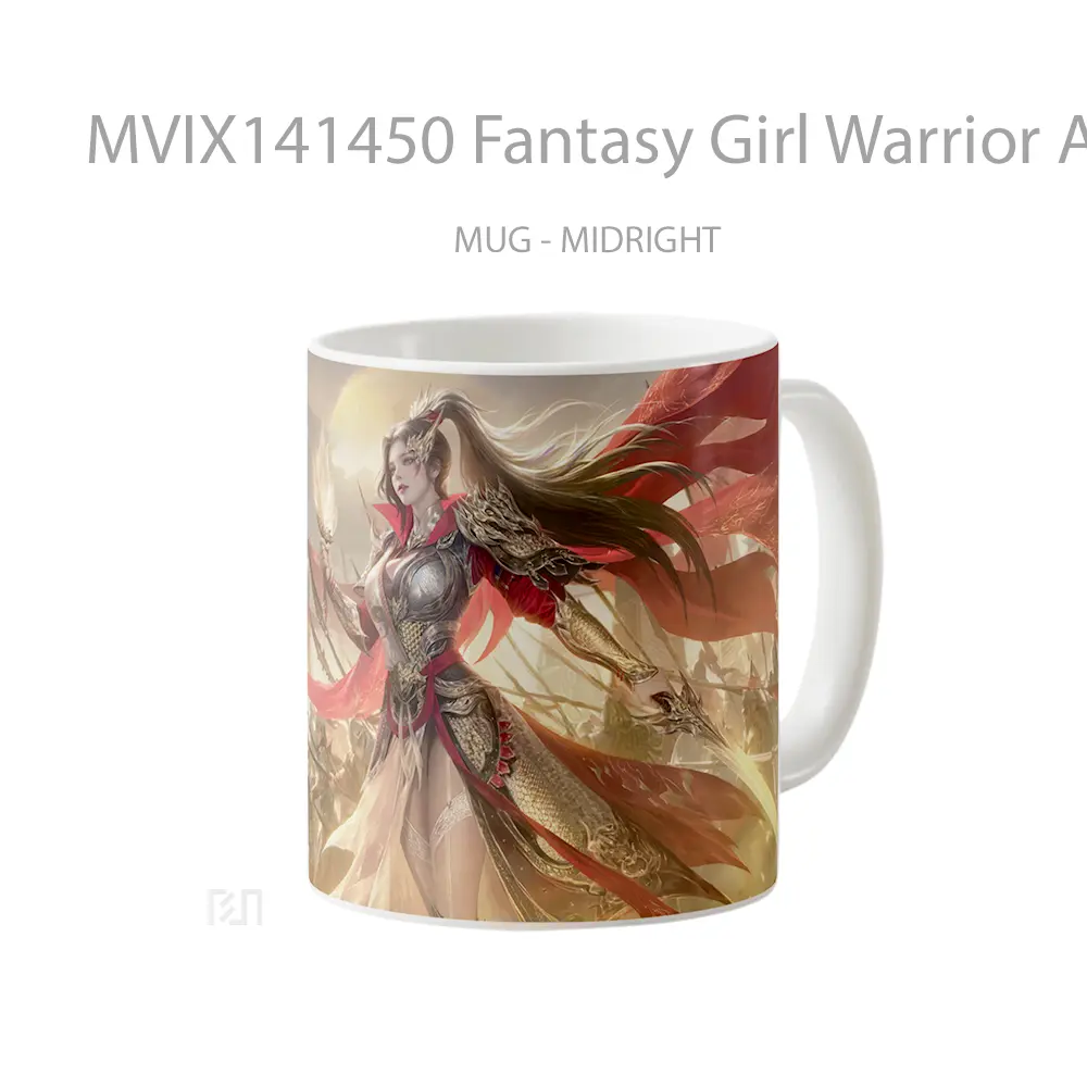 Mug Fantasy Girl Warrior Army Gelas Keramik Unik - All-side / Desain
