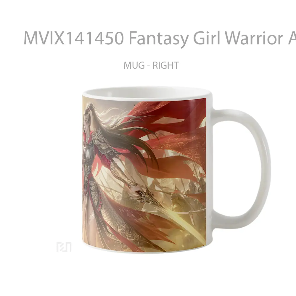 Mug Fantasy Girl Warrior Army Gelas Keramik Unik - All-side / Desain