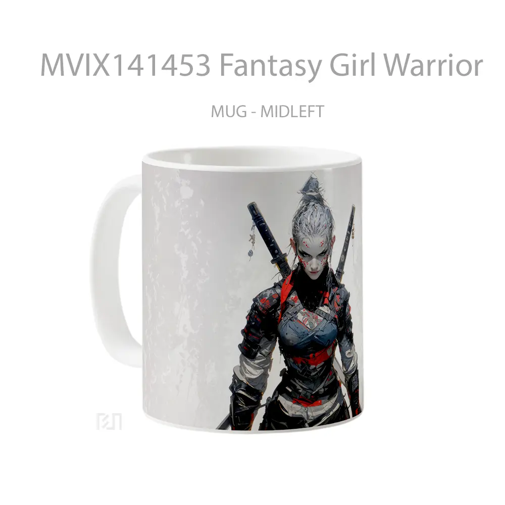 Mug Fantasy Girl Warrior Gelas Keramik Unik - All-side / Desain