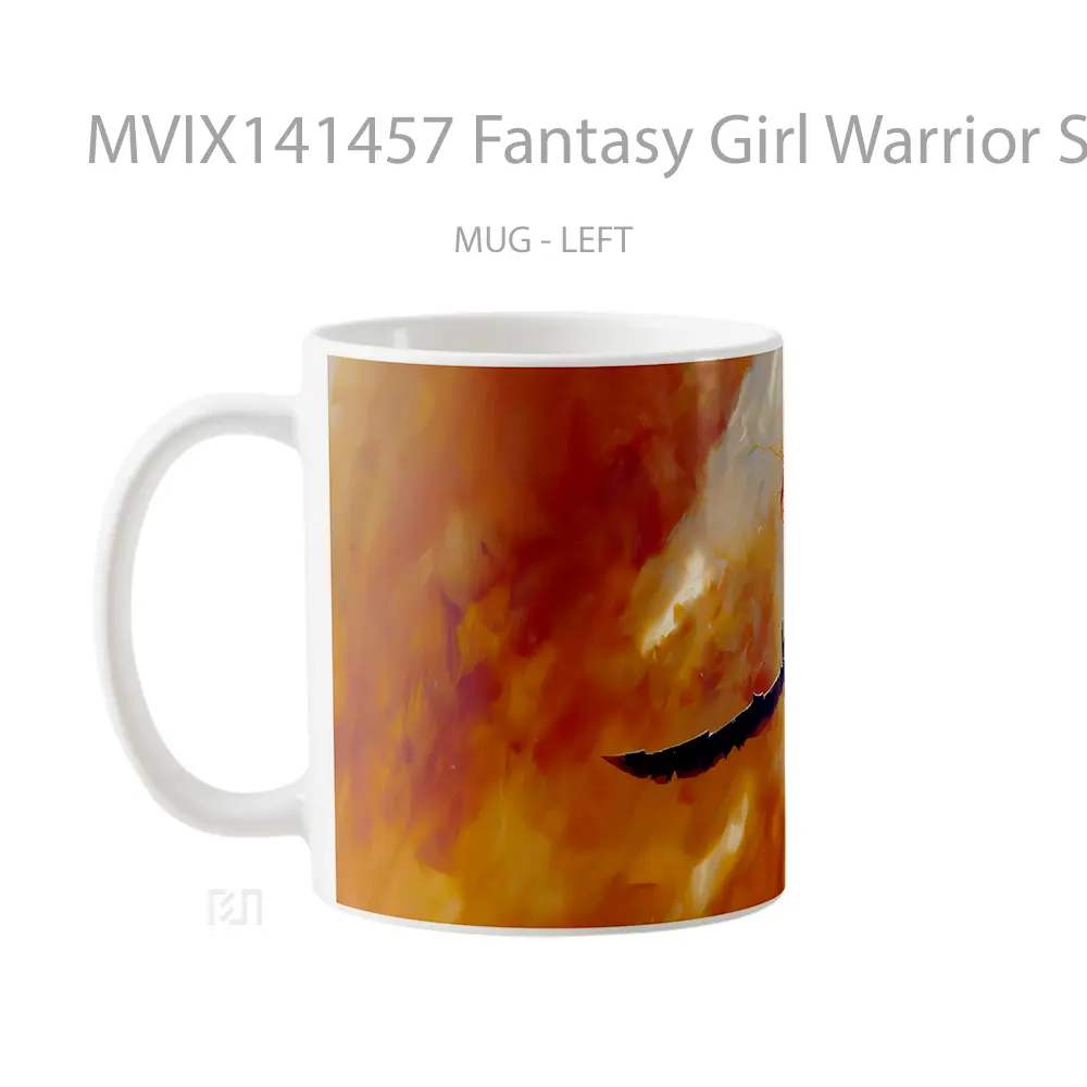 Mug Fantasy Girl Warrior Sword Barbarian Red Sonja Gelas Keramik Unik - All-side / Desain