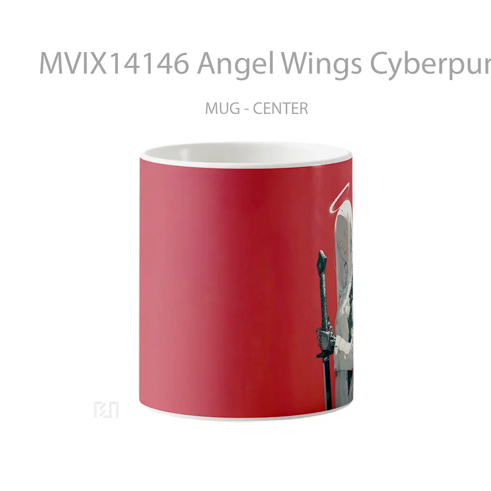 Mug Angel Wings Cyberpunk Anime Girl Cangkir Anime