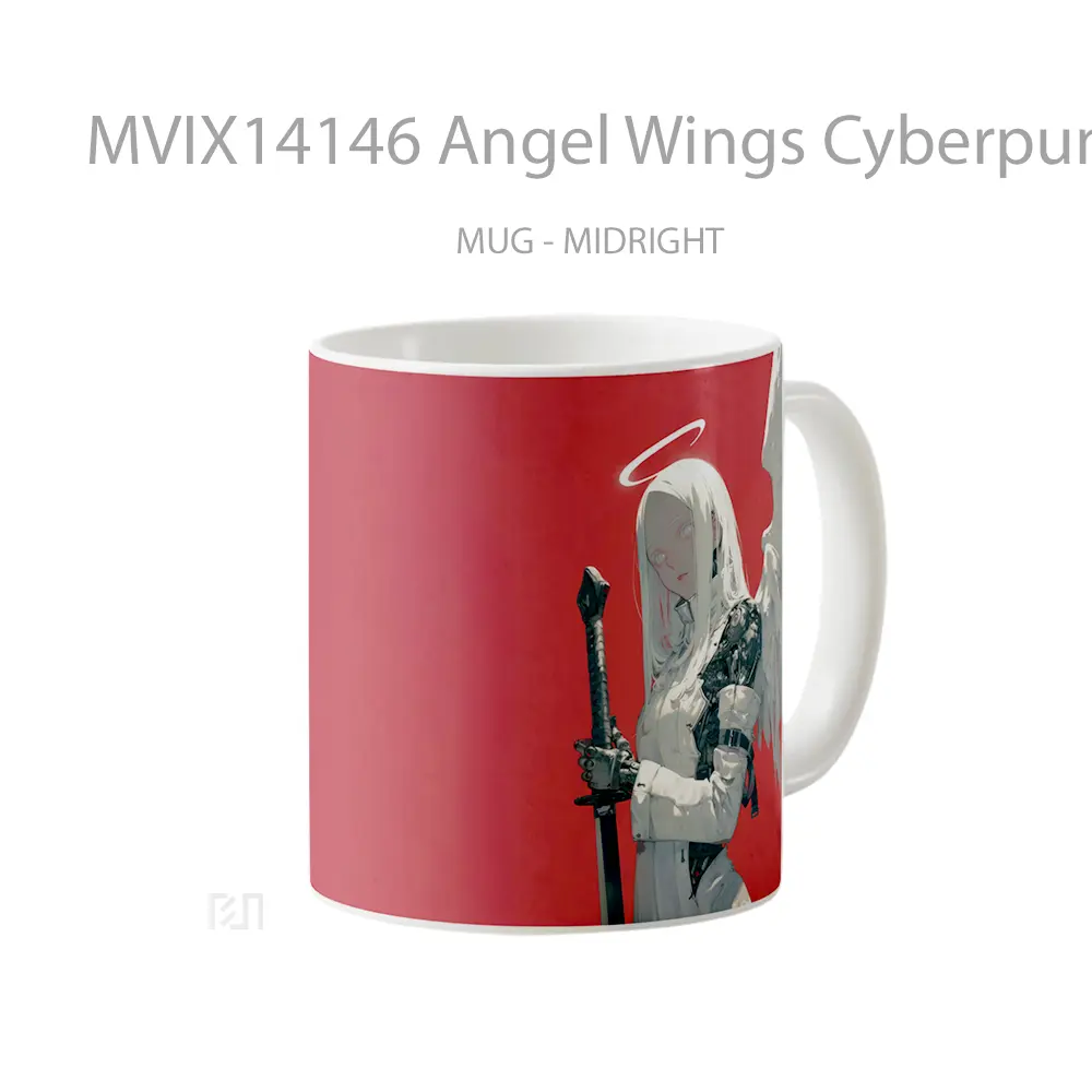 Mug Angel Wings Cyberpunk Anime Girl Cangkir Anime - All-side / Desain