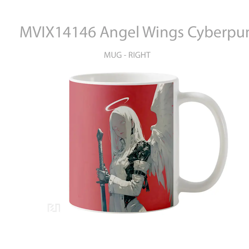 Mug Angel Wings Cyberpunk Anime Girl Cangkir Anime - All-side / Desain