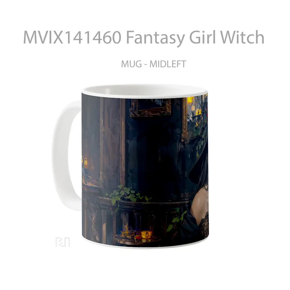 Mug Fantasy Girl Witch Gelas Keramik Unik - All-side / Desain