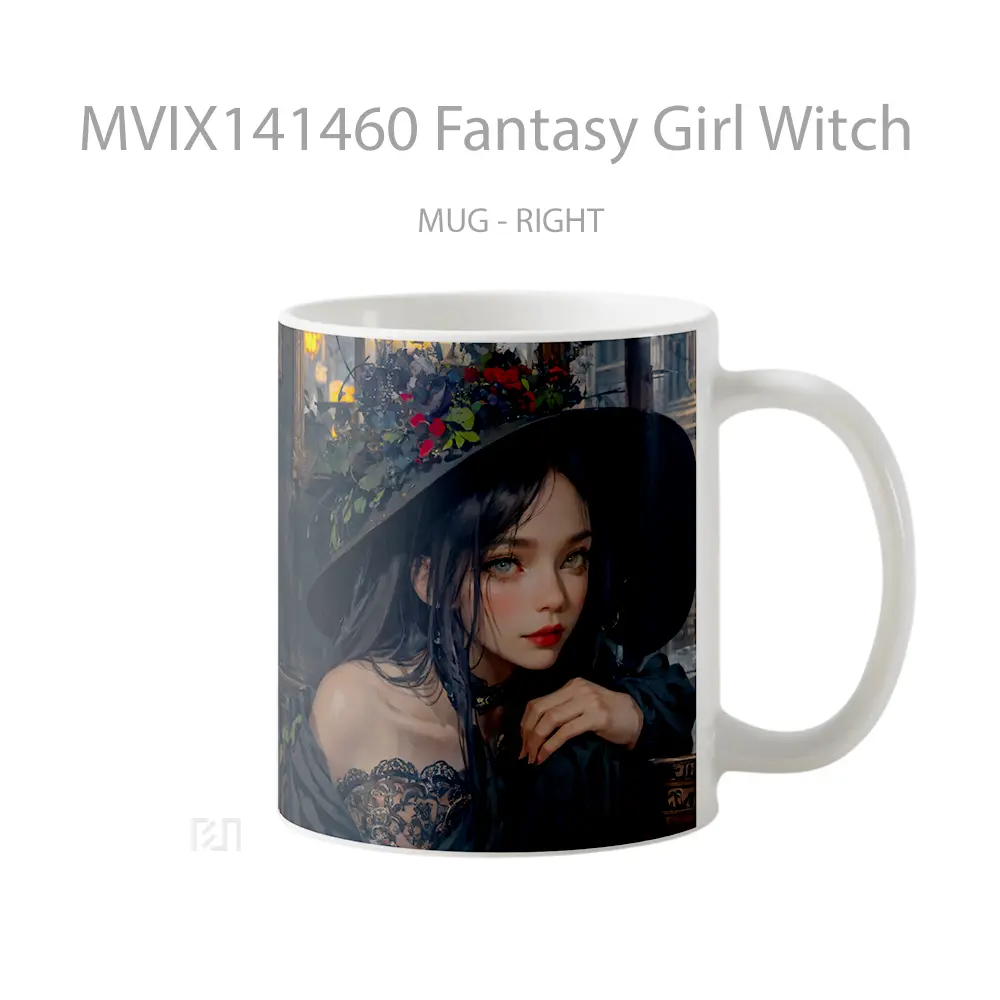 Mug Fantasy Girl Witch Gelas Keramik Unik - All-side / Desain
