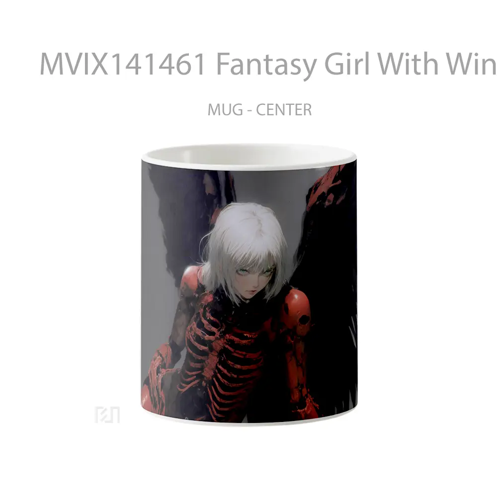 Mug Fantasy Girl With Wings White Hair Gelas Keramik Unik