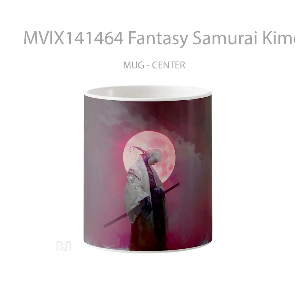 Mug Fantasy Samurai Kimono Full Moon Gelas Keramik Unik