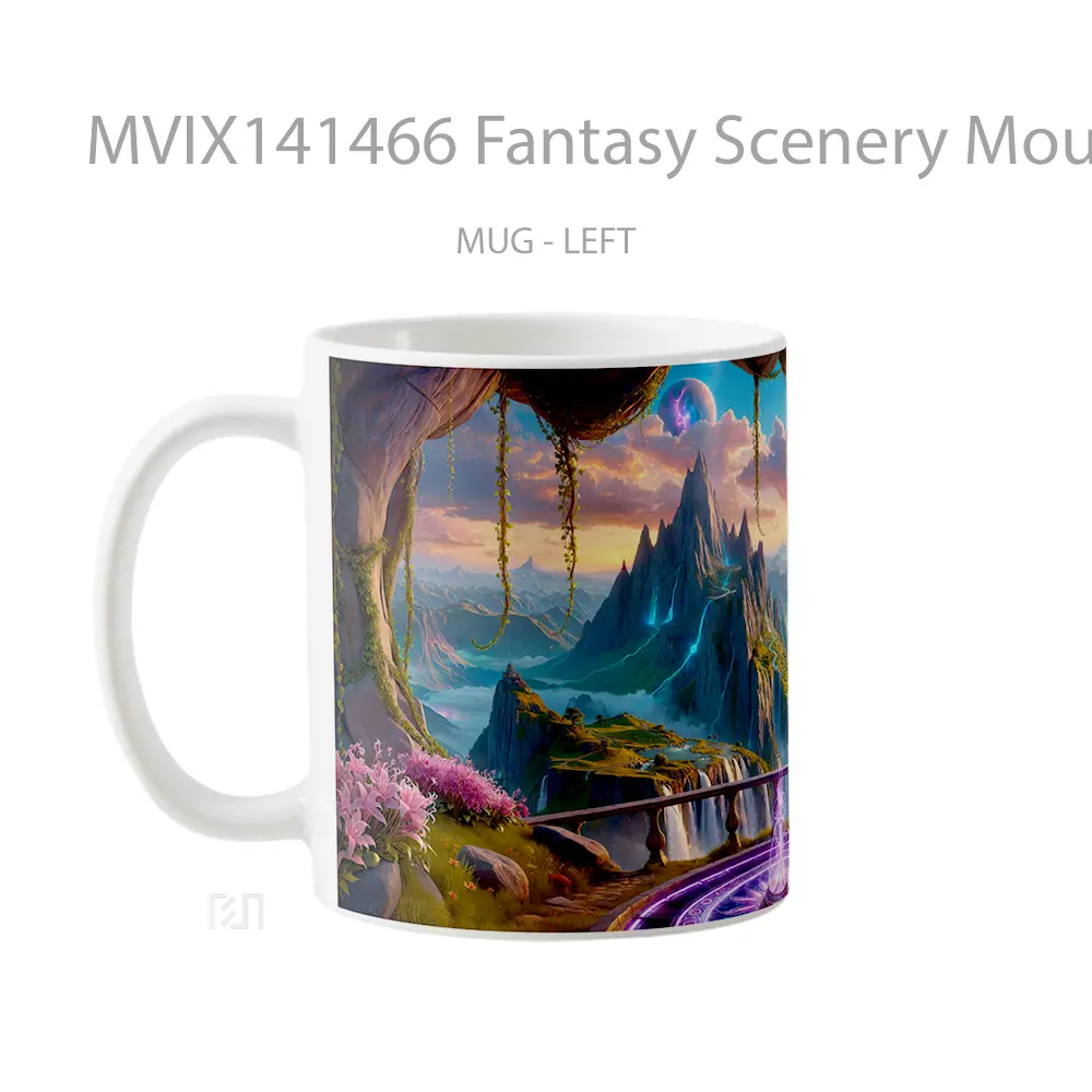 Mug Fantasy Scenery Moutain Sky Digital Art Gelas Pemandangan Alam - All-side / Desain