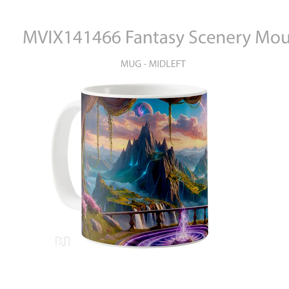 Mug Fantasy Scenery Moutain Sky Digital Art Gelas Pemandangan Alam - All-side / Desain