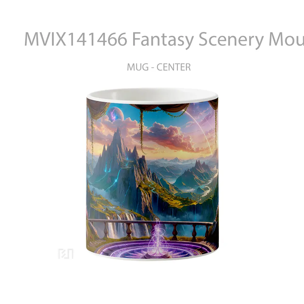 Mug Fantasy Scenery Moutain Sky Digital Art Gelas Pemandangan Alam