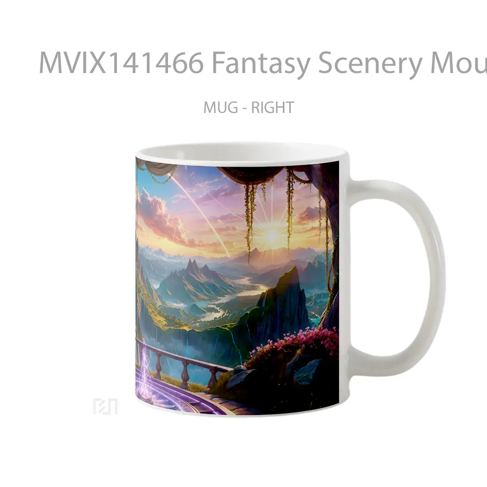 Mug Fantasy Scenery Moutain Sky Digital Art Gelas Pemandangan Alam - All-side / Desain
