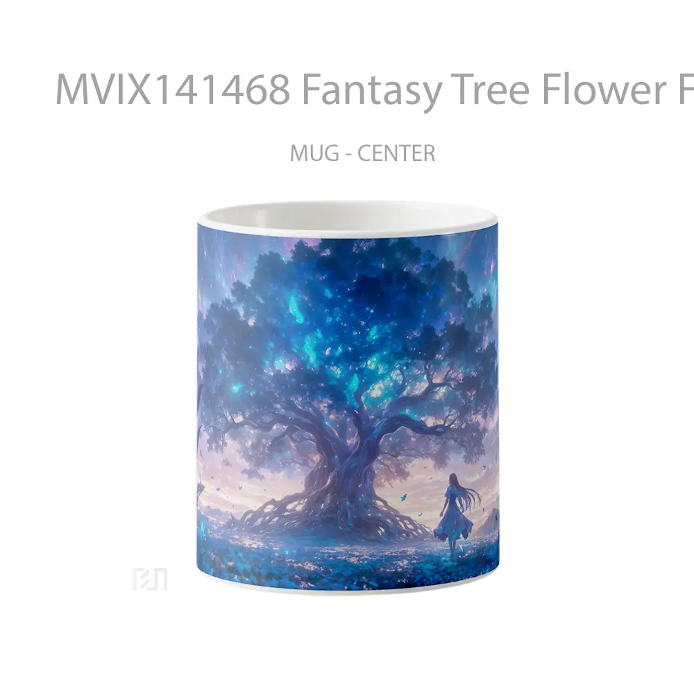 Mug Fantasy Tree Flower Field Gelas Keramik Unik