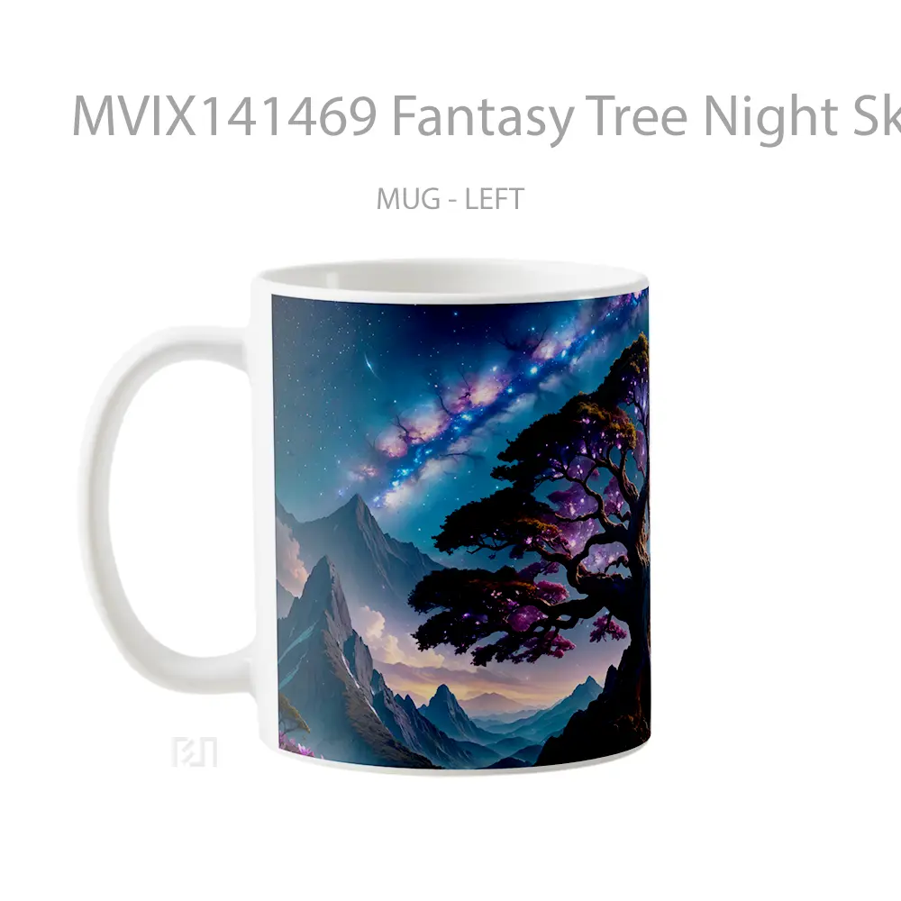 Mug Fantasy Tree Night Sky Scenery Digital Art Gelas Pemandangan Alam - All-side / Desain