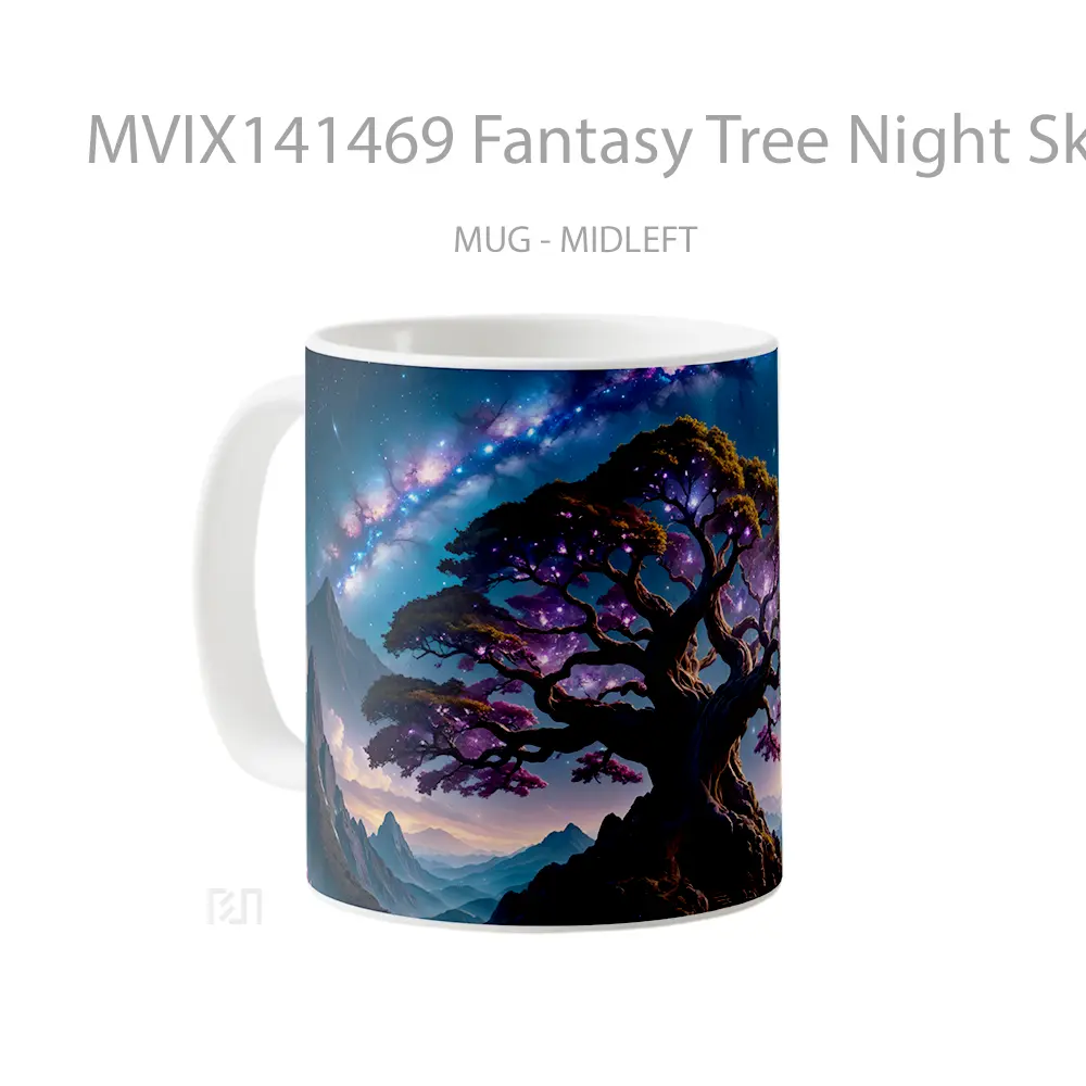 Mug Fantasy Tree Night Sky Scenery Digital Art Gelas Pemandangan Alam - All-side / Desain